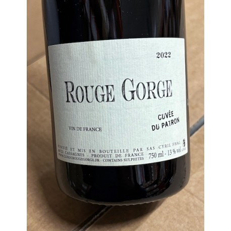Rouge Gorge Vin de France rouge Cuvée du Patron 2022 Rouge Gorge Vin de France rouge Cuvée du Patron 2022