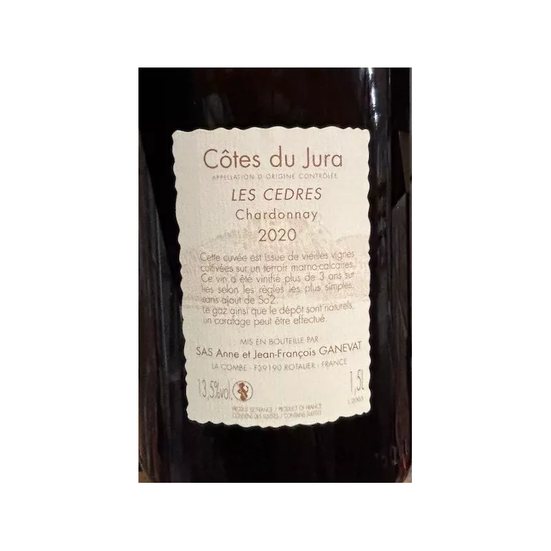 Anne & Jean-François Ganevat Côtes du Jura chardonnay Les Cèdres 2020 magnum