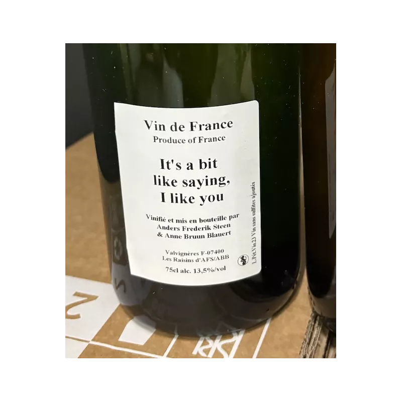 Anders Frederik Steen & Anne Bruun Blauert Vin de France blanc pet nat It’s a bit like saying, I like you 2023