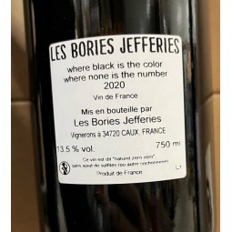 Domaine Bories Jefferies Vin de France rouge Where Black is the Color Where None is the Number 2020