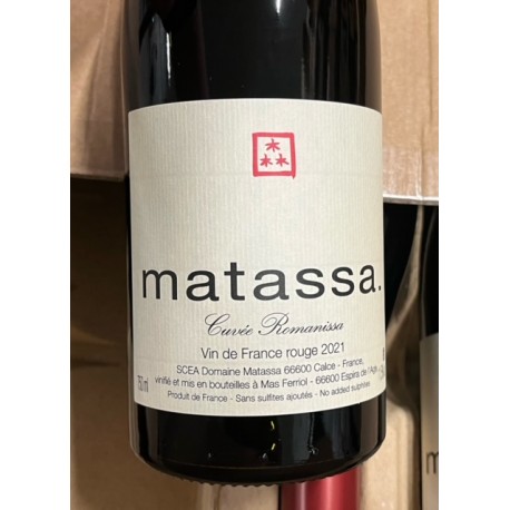 Domaine Matassa Vin de France rouge Romanissa 2021
