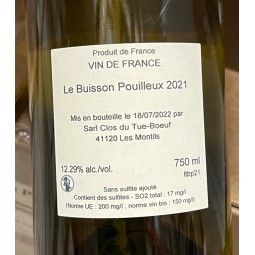 Clos du Tue Boeuf Vin de France blanc Buisson Pouilleux 2021