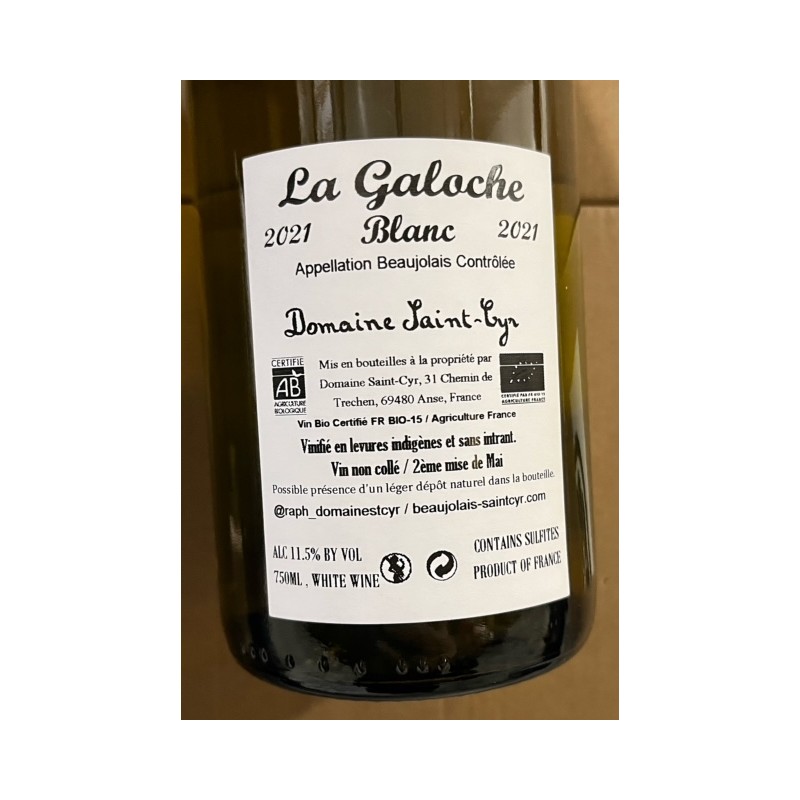 Domaine Saint Cyr Beaujolais blanc La Galoche 2021